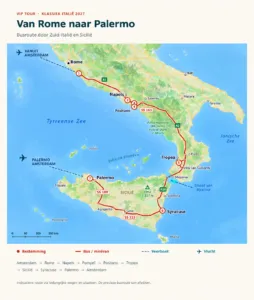Routekaart Grand Italië Tour van Rome naar Palermo door Neopuls Reizen